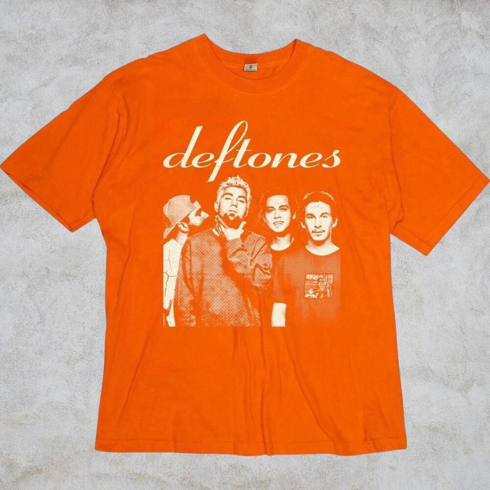 Gildan Men Orange T-Shirt, Deftones Orange Band Tee